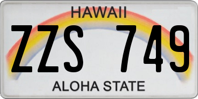 HI license plate ZZS749