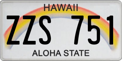 HI license plate ZZS751