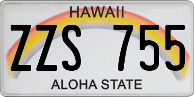 HI license plate ZZS755