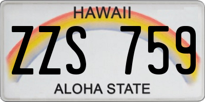 HI license plate ZZS759