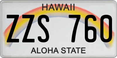 HI license plate ZZS760