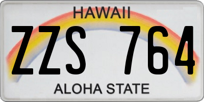 HI license plate ZZS764