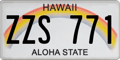 HI license plate ZZS771