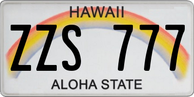 HI license plate ZZS777