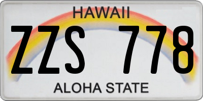 HI license plate ZZS778