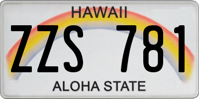 HI license plate ZZS781