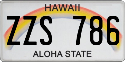 HI license plate ZZS786