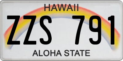 HI license plate ZZS791