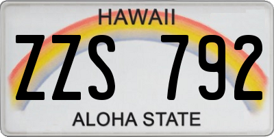 HI license plate ZZS792