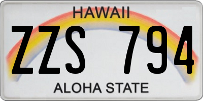 HI license plate ZZS794