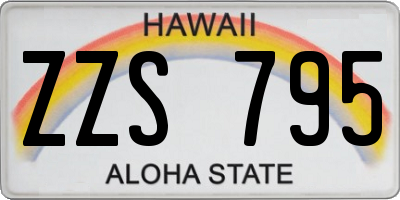 HI license plate ZZS795