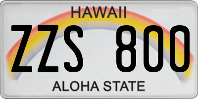 HI license plate ZZS800