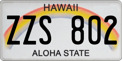 HI license plate ZZS802