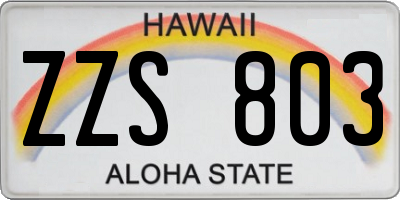 HI license plate ZZS803