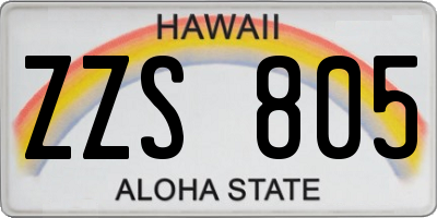 HI license plate ZZS805