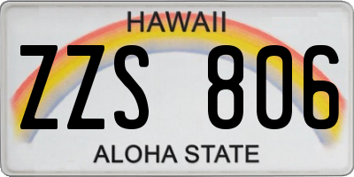 HI license plate ZZS806