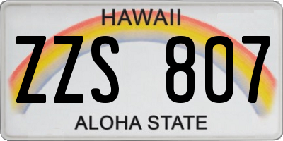 HI license plate ZZS807