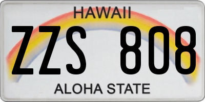 HI license plate ZZS808