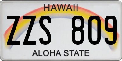 HI license plate ZZS809