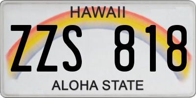 HI license plate ZZS818