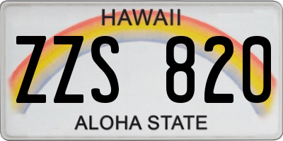 HI license plate ZZS820