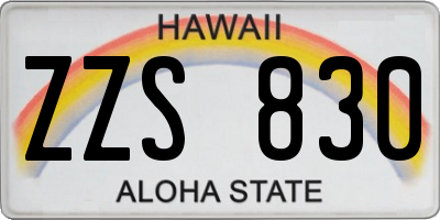 HI license plate ZZS830