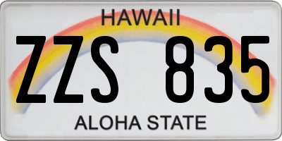 HI license plate ZZS835