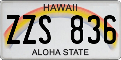 HI license plate ZZS836