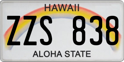 HI license plate ZZS838