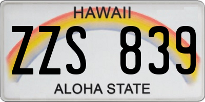 HI license plate ZZS839