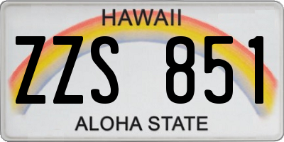 HI license plate ZZS851