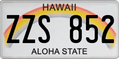 HI license plate ZZS852