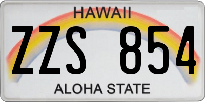 HI license plate ZZS854