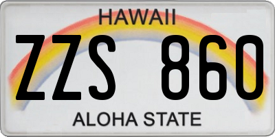 HI license plate ZZS860