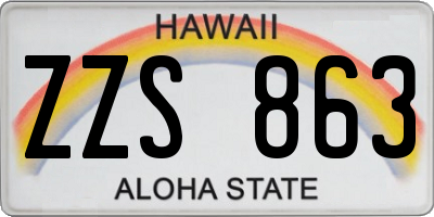 HI license plate ZZS863