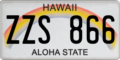 HI license plate ZZS866