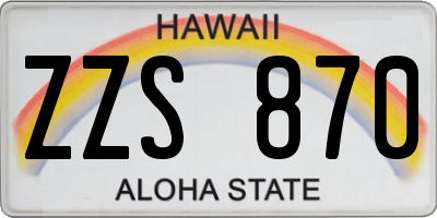 HI license plate ZZS870