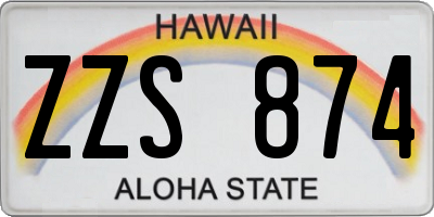 HI license plate ZZS874