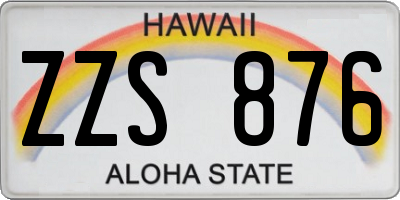 HI license plate ZZS876