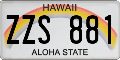 HI license plate ZZS881