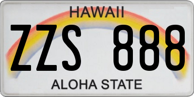 HI license plate ZZS888