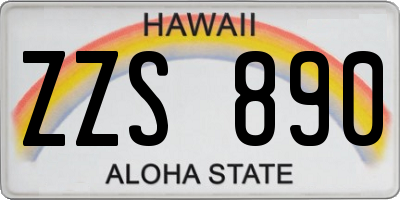 HI license plate ZZS890