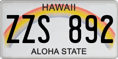 HI license plate ZZS892