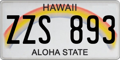 HI license plate ZZS893