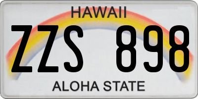 HI license plate ZZS898