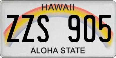 HI license plate ZZS905