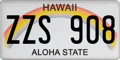 HI license plate ZZS908