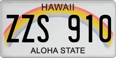 HI license plate ZZS910