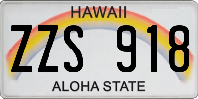 HI license plate ZZS918