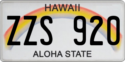 HI license plate ZZS920